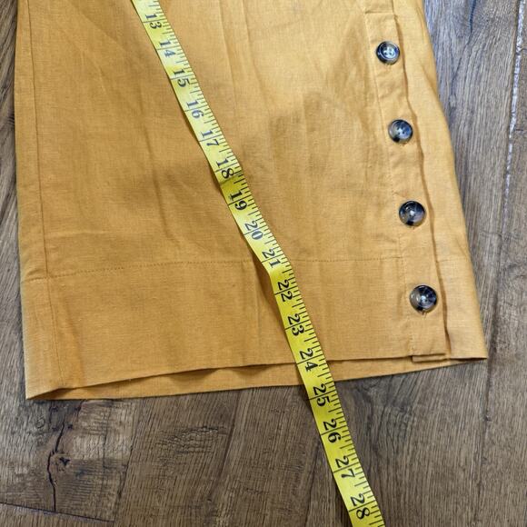 NWT New Directions Linen Blend Pants Womens Sz 16 Capri Wide Leg Pull On Mustard - Picture 7 of 8